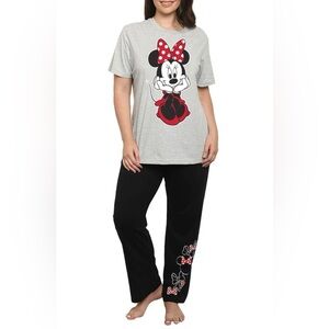 NWT Disney Women's Plus Size 1X Minnie Mouse Sitting T-Shirt & Pajama Pants